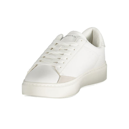 Gas White Polyester Women Sneaker with silver details and iconic logo on a sleek, athletic design for style and confidence.
