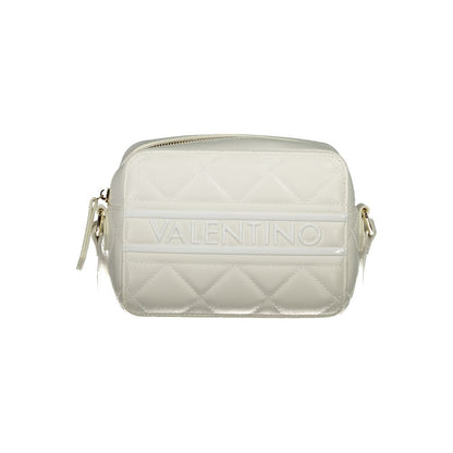 Mario Valentino White Polyethylene Handbag with adjustable strap, internal pockets, contrasting details, and zip closure.