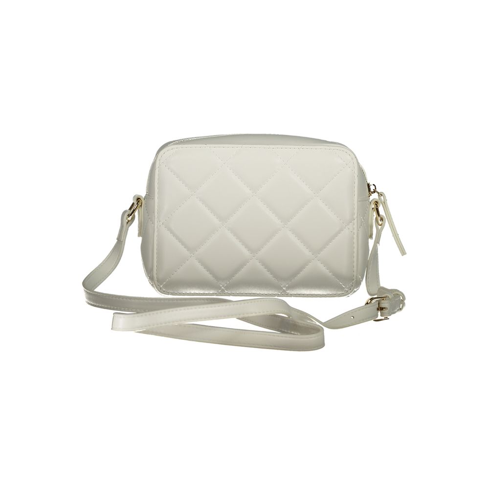 Mario Valentino White Polyethylene Handbag with adjustable strap, contrasting details, and zip closure.
