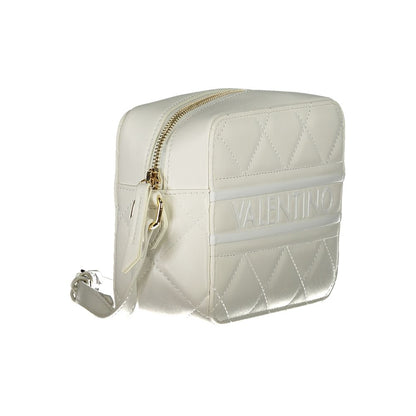Mario Valentino White Polyethylene Handbag with adjustable strap, internal pockets, contrasting details, and zip closure