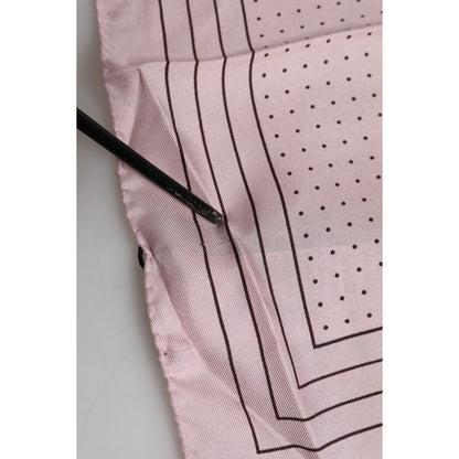 Dolce & Gabbana Beige Dotted Silk Square Men Foulard Scarf