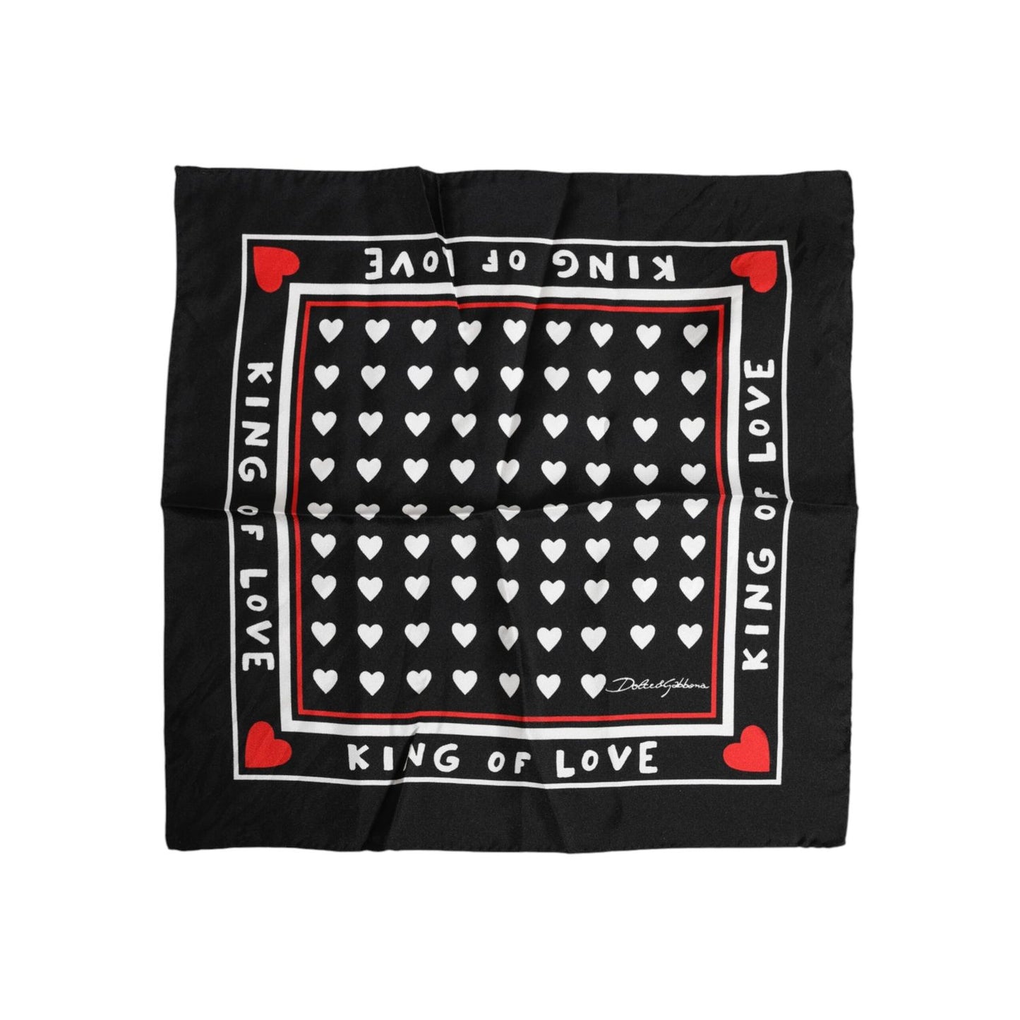 Dolce & Gabbana Black Printed Silk Square Men Foulard Scarf