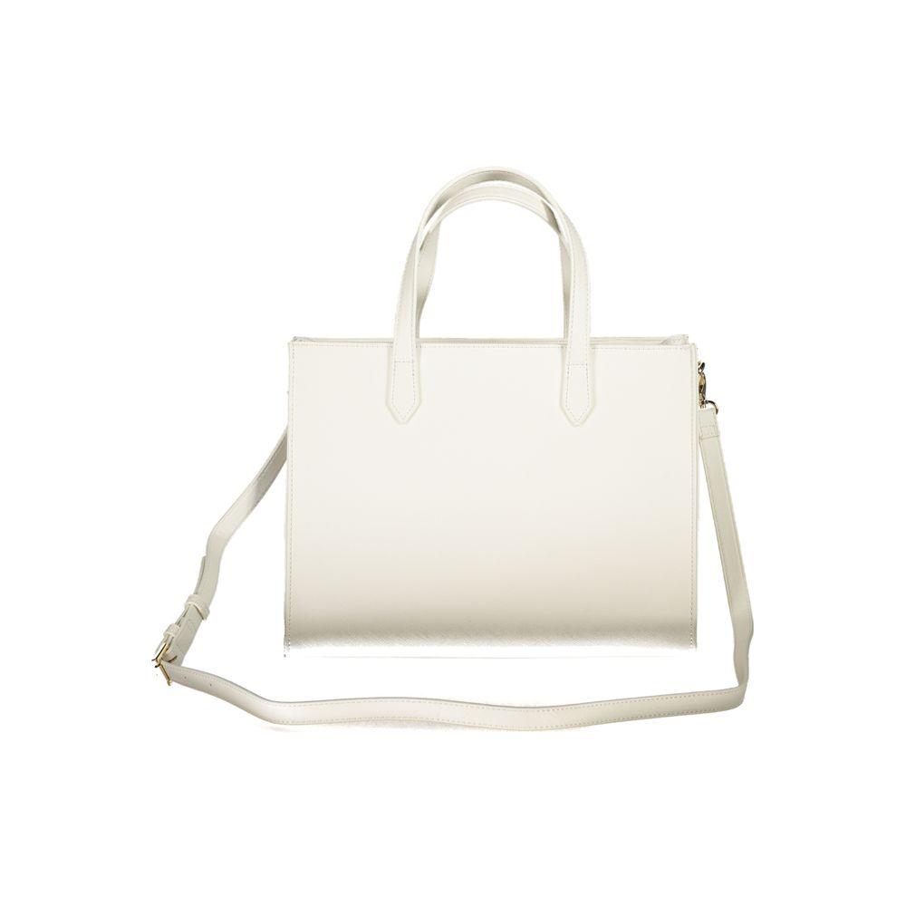 Mario Valentino White Polyethylene Handbag with adjustable shoulder strap and zip closure