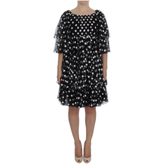 Dolce & Gabbana Elegant Polka Dotted Ruffled Dress Dolce & Gabbana Dark Gray