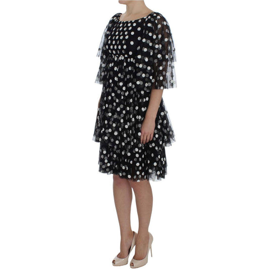 Dolce & Gabbana Elegant Polka Dotted Ruffled Dress Dolce & Gabbana Dark Gray