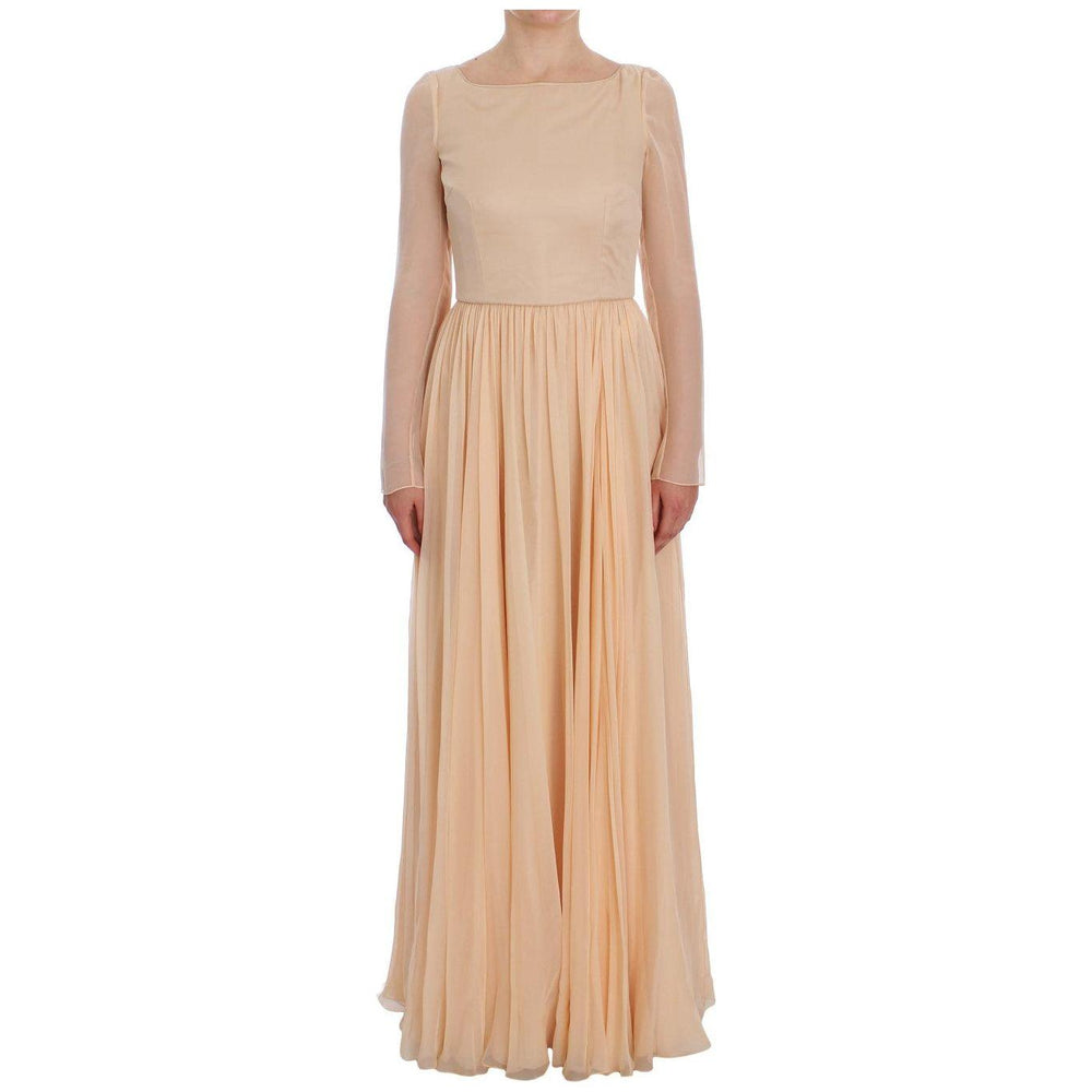 Dolce & Gabbana Beige Silk Ball Gown Full Length Dress NOC10161-1