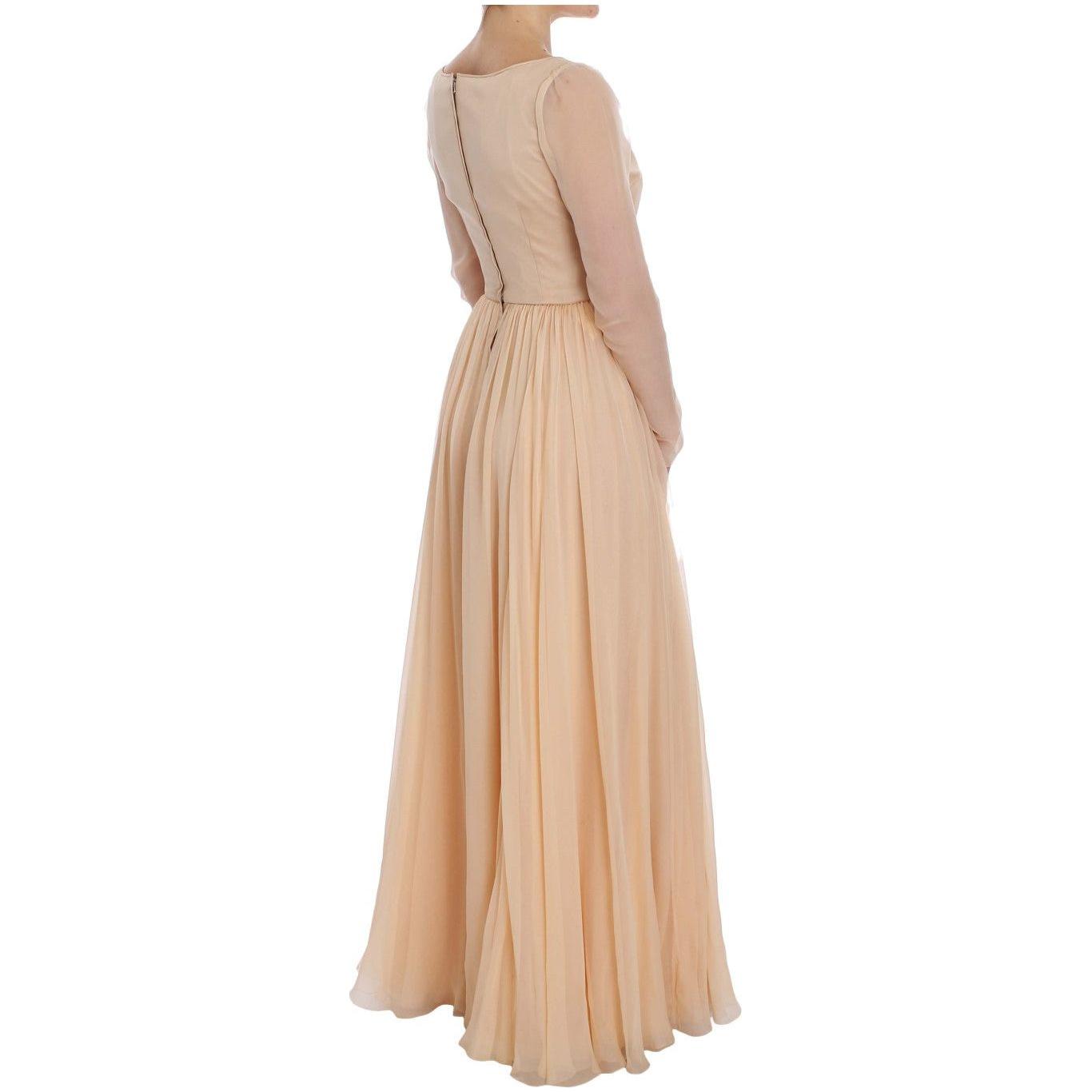 Dolce & Gabbana Beige Silk Ball Gown Full Length Dress NOC10161-1
