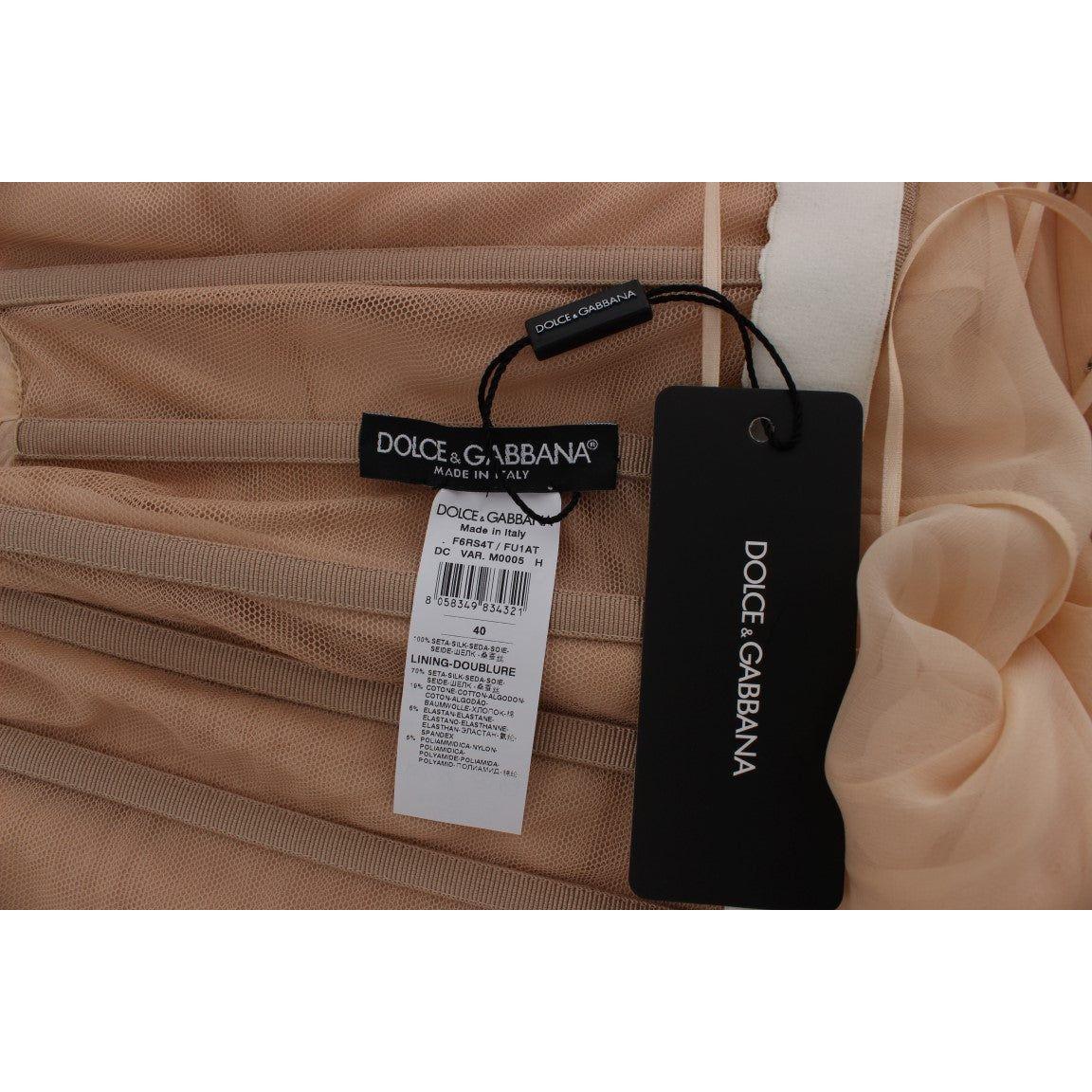 Dolce & Gabbana Beige Silk Ball Gown Full Length Dress NOC10161-1