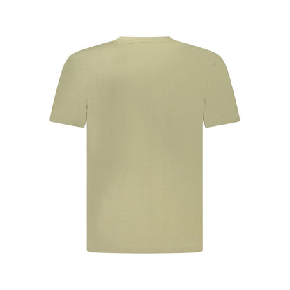 Hugo Boss Green Cotton Men TShirt, back view of stylish organic cotton tee with crew neck and relaxed fit.