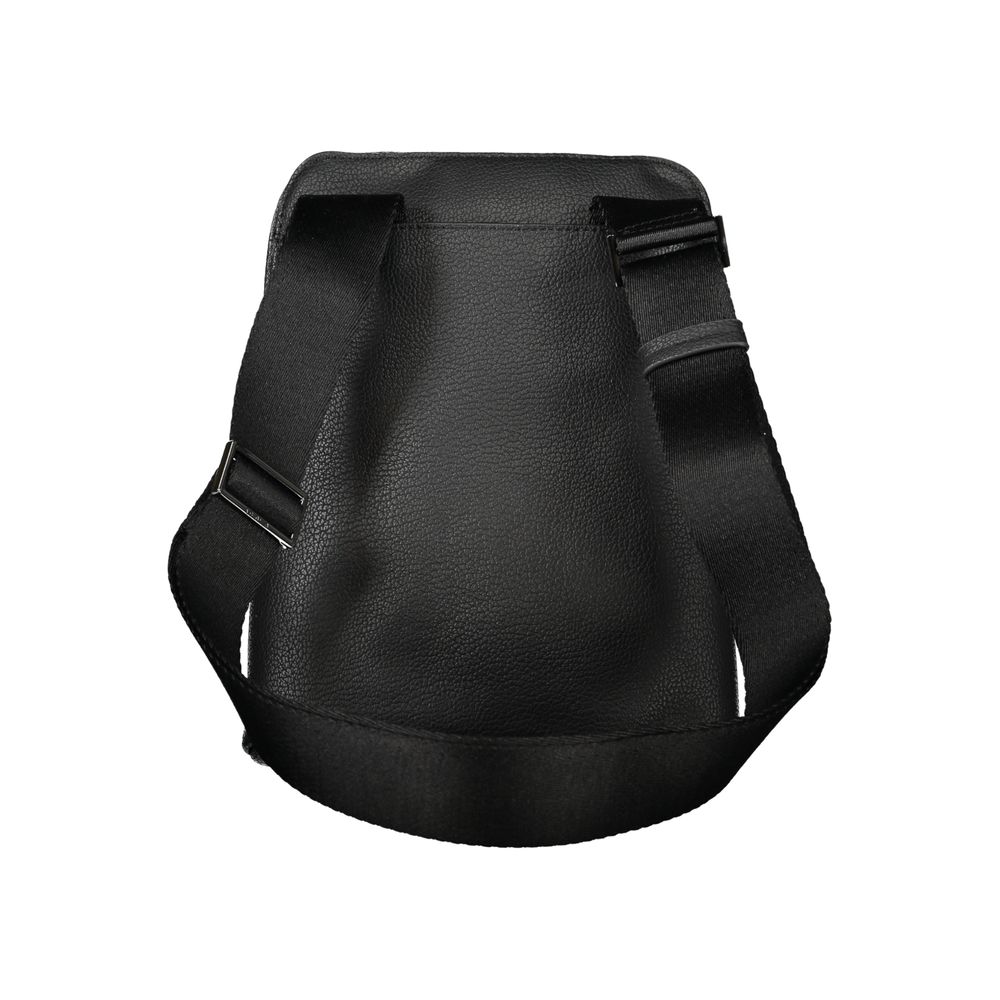 Calvin Klein Black Polyester Shoulder Bag with adjustable strap, 2 external pockets, 1 internal pocket, and zip closure.
