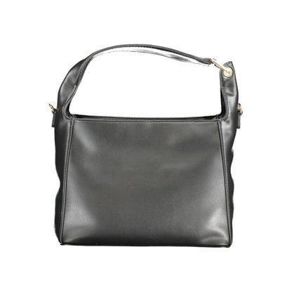 Mario Valentino Black Polyethylene Handbag with shoulder handle and adjustable strap, perfect for stylish outings and convenience.
