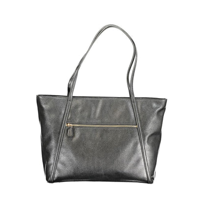 Guess Jeans Black Polyethylene Handbag with shoulder handles, external pocket, and zip closure