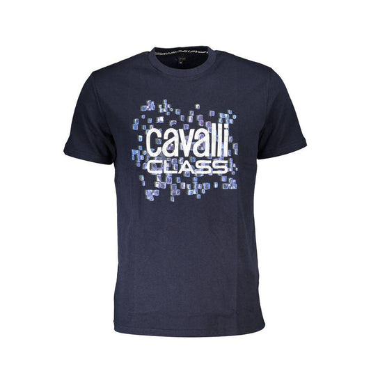 Cavalli Class Blue Cotton T-Shirt CA-37434-M