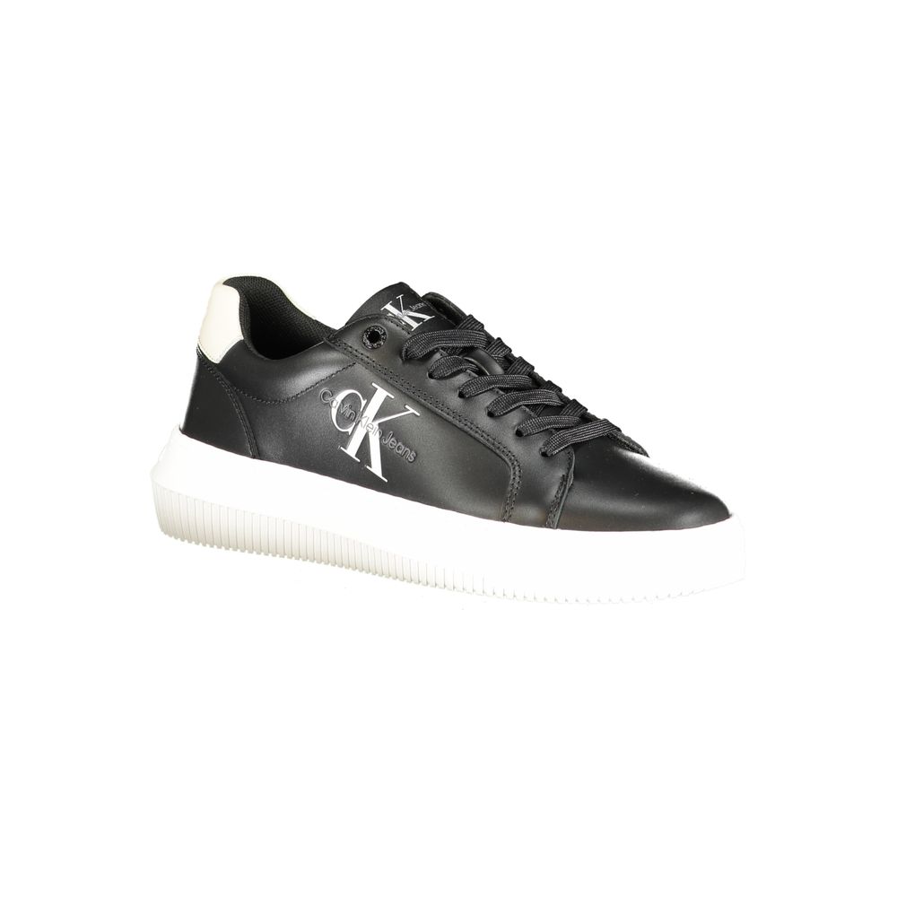 Calvin Klein Black Polyester Sneaker with laces, contrast details, print logo, made with 50% recycled thermoplastic rubber.