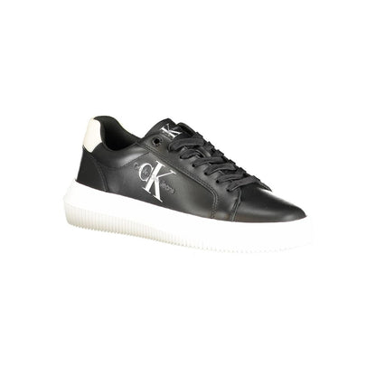 Calvin Klein Black Polyester Sneaker with laces, contrast details, print logo, made with 50% recycled thermoplastic rubber.
