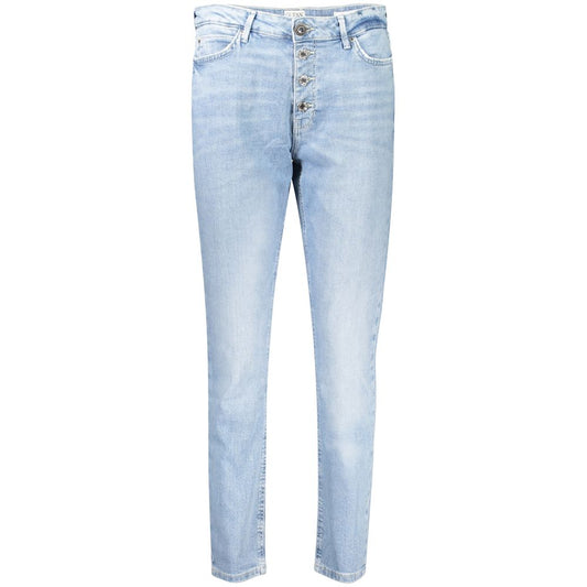 Guess Jeans Blue Cotton Women Jeans with high-waisted fit and classic 5-pocket detail for iconic style and comfort.
