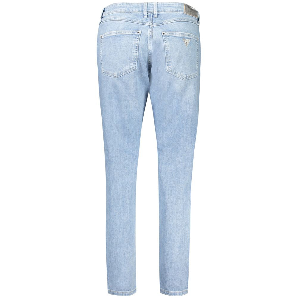 Back view of Guess Jeans Blue Cotton Women Jeans with high waist and 5-pocket detail