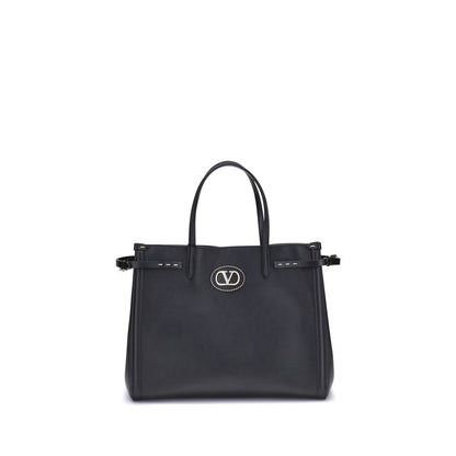 Valentino Garavani Black Calf Leather Bos Taurus Shoulder Bag