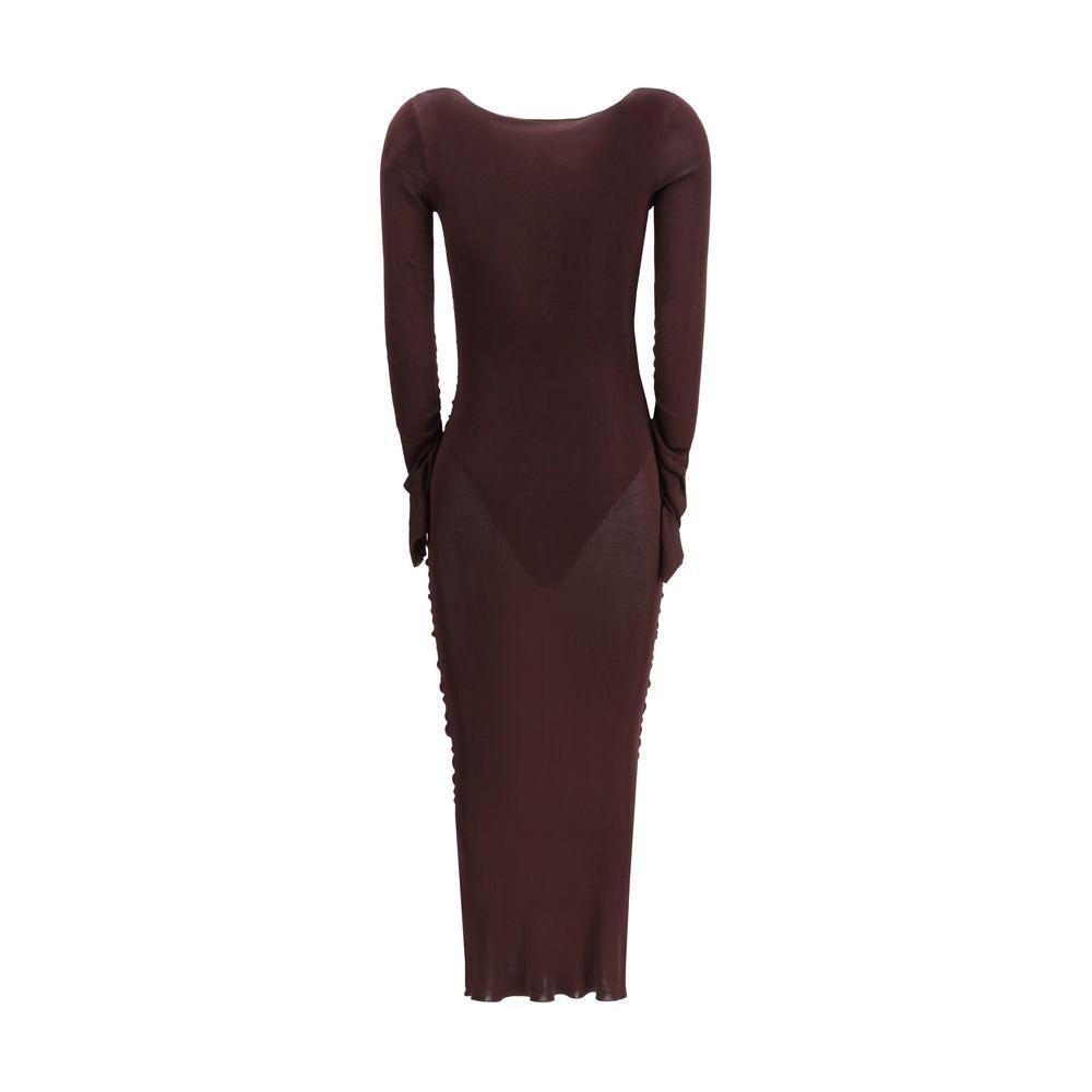 Self-Portrait Draped knit Dress SE-PF25098MBRBROWN-S
