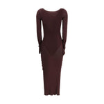 Self-Portrait Draped knit Dress SE-PF25098MBRBROWN-S
