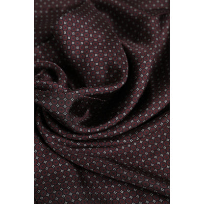Dolce & Gabbana Maroon Dotted Silk Fringes Foulard Scarf