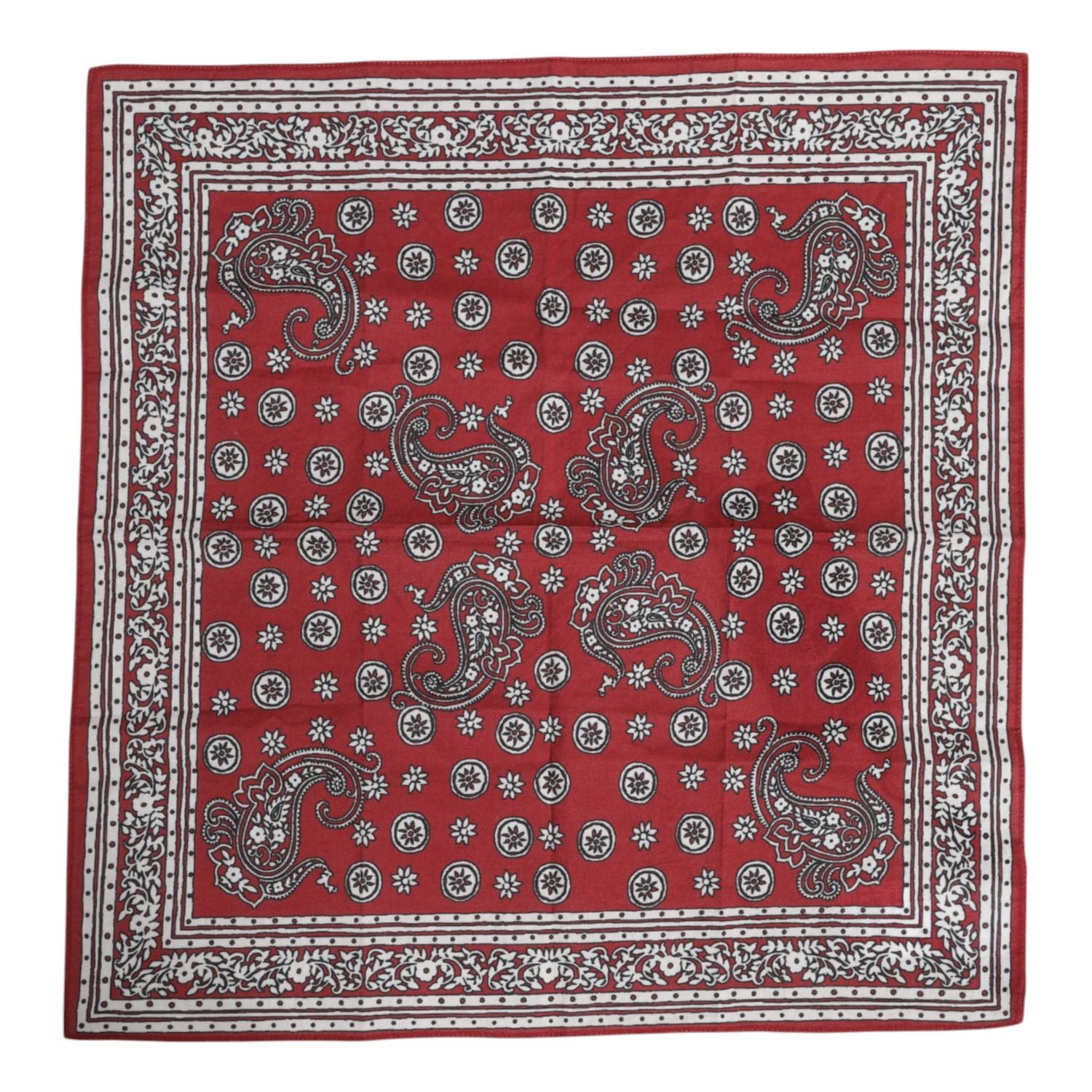 Dolce & Gabbana Red Floral Cotton Square Foulard Scarf