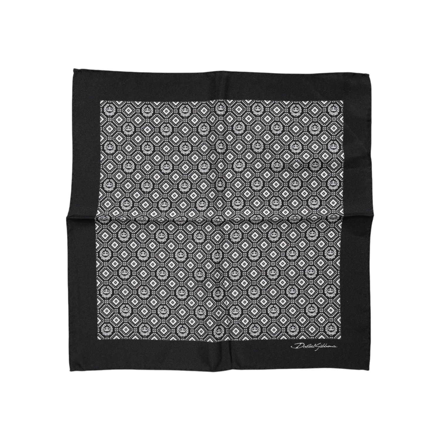 Dolce & Gabbana Black White Patterned Square Foulard Scarf