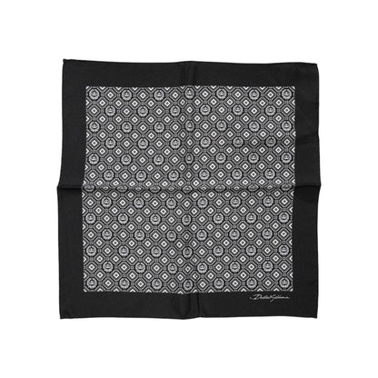 Dolce & Gabbana Black White Patterned Square Foulard Scarf
