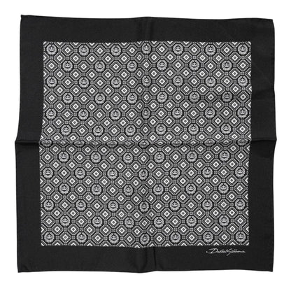 Dolce & Gabbana Black White Patterned Square Foulard Scarf