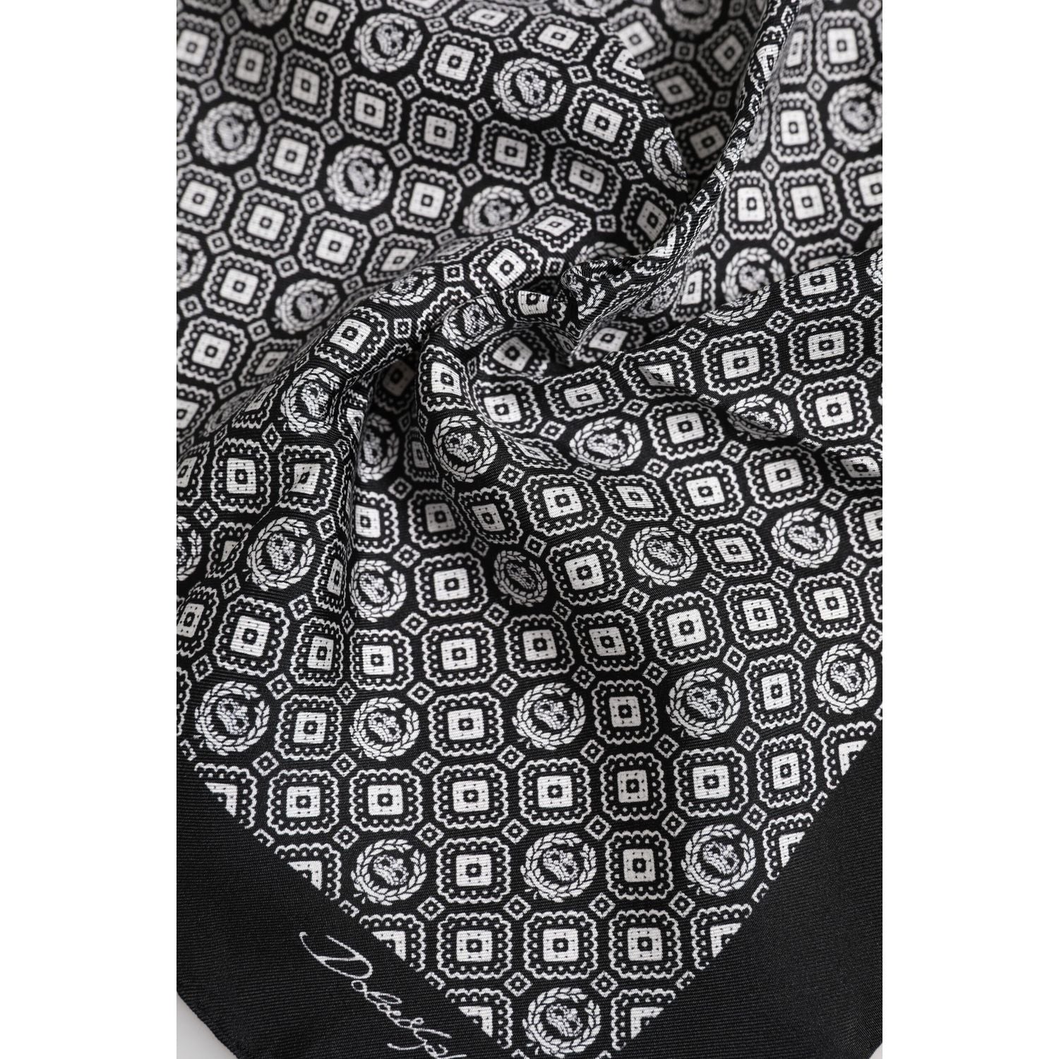 Dolce & Gabbana Black White Patterned Square Foulard Scarf