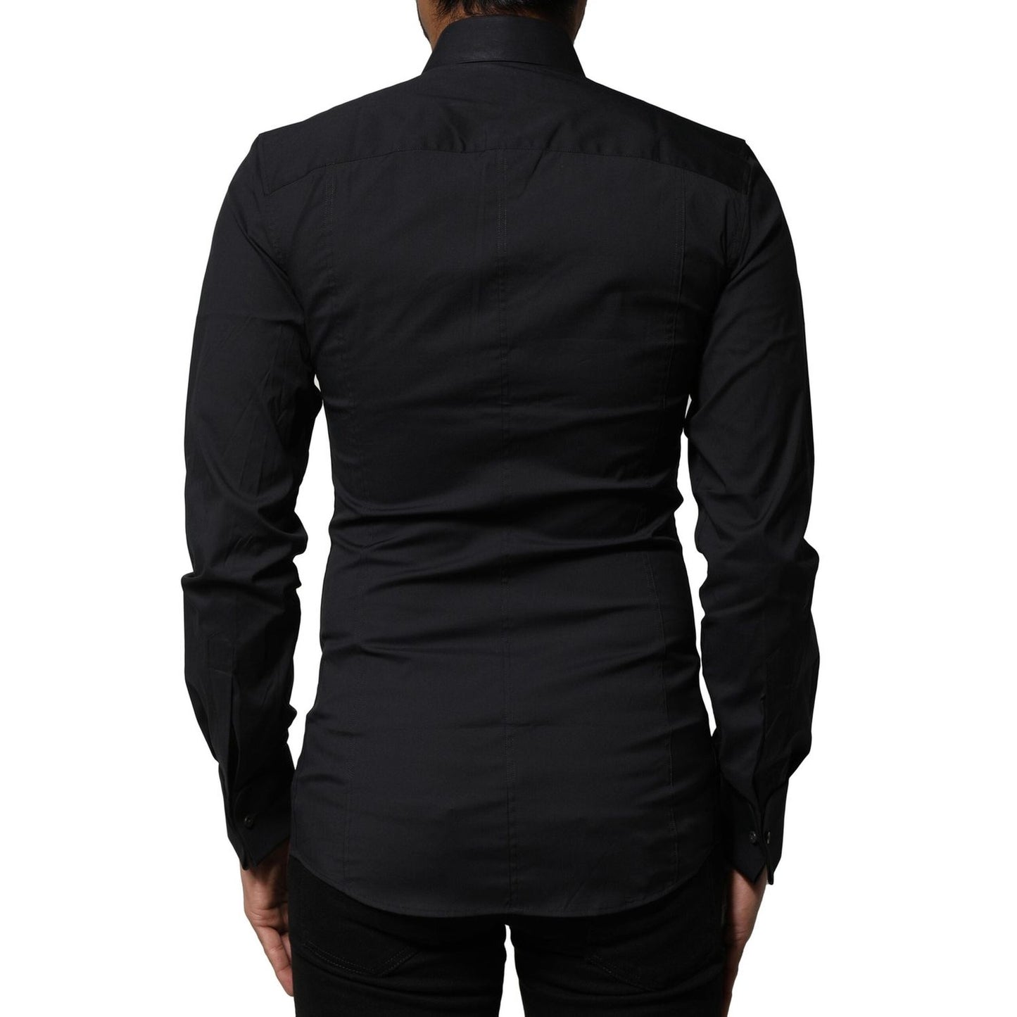 Dolce & Gabbana Black Cotton SICILIA Logo Men Dress Shirt