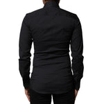 Dolce & Gabbana Black Cotton SICILIA Logo Men Dress Shirt