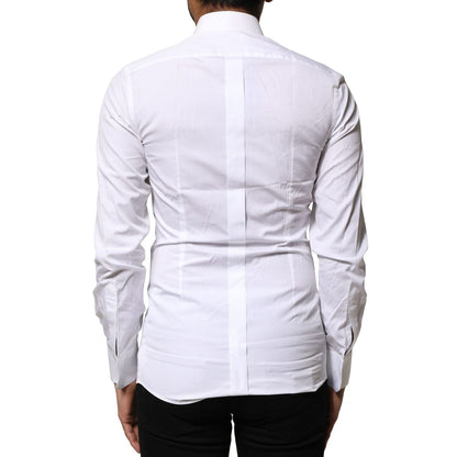 Dolce & Gabbana White GOLD Embroidery Detailed Dress Shirt