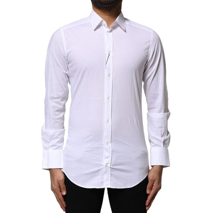 Dolce & Gabbana White Cotton GOLD Long Sleeves Dress Shirt
