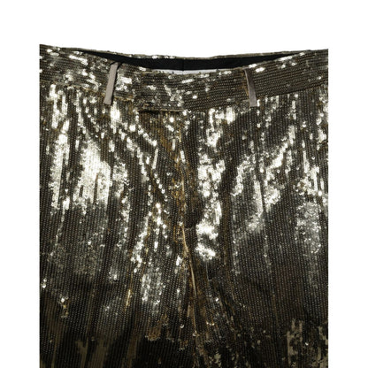 Dolce & Gabbana Gold Sequin Polyester Embellished Bermuda Shorts
