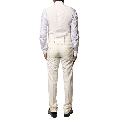 Dolce & Gabbana Ivory Wool 3 Piece Single Breasted Suit