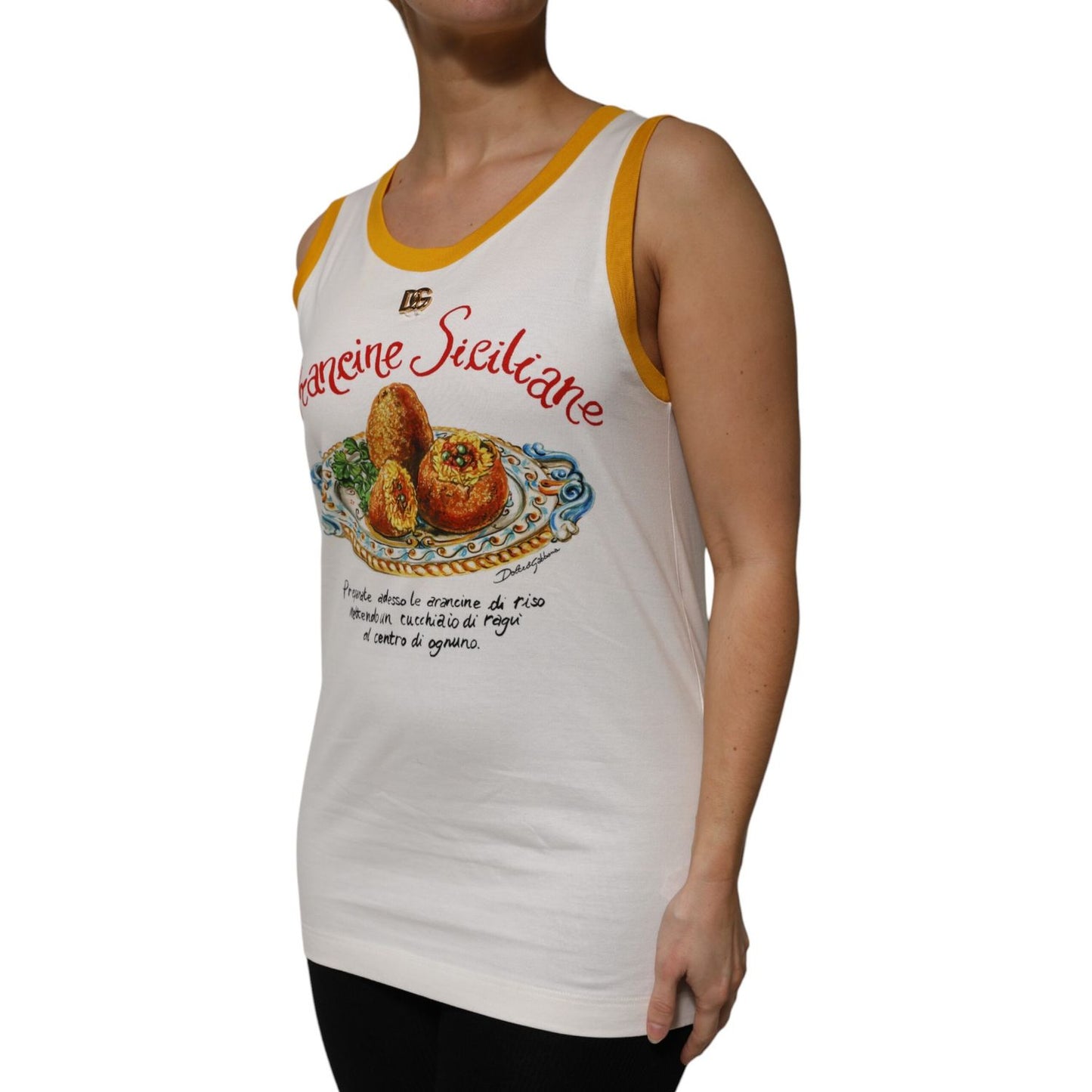 Dolce & Gabbana White Araneine Siciliane Sleeveless Tank Top