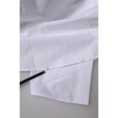 Dolce & Gabbana White Cotton Collared Short Sleeves Top