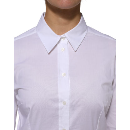 Dolce & Gabbana White Cotton Collared Long Sleeves Shirt Top
