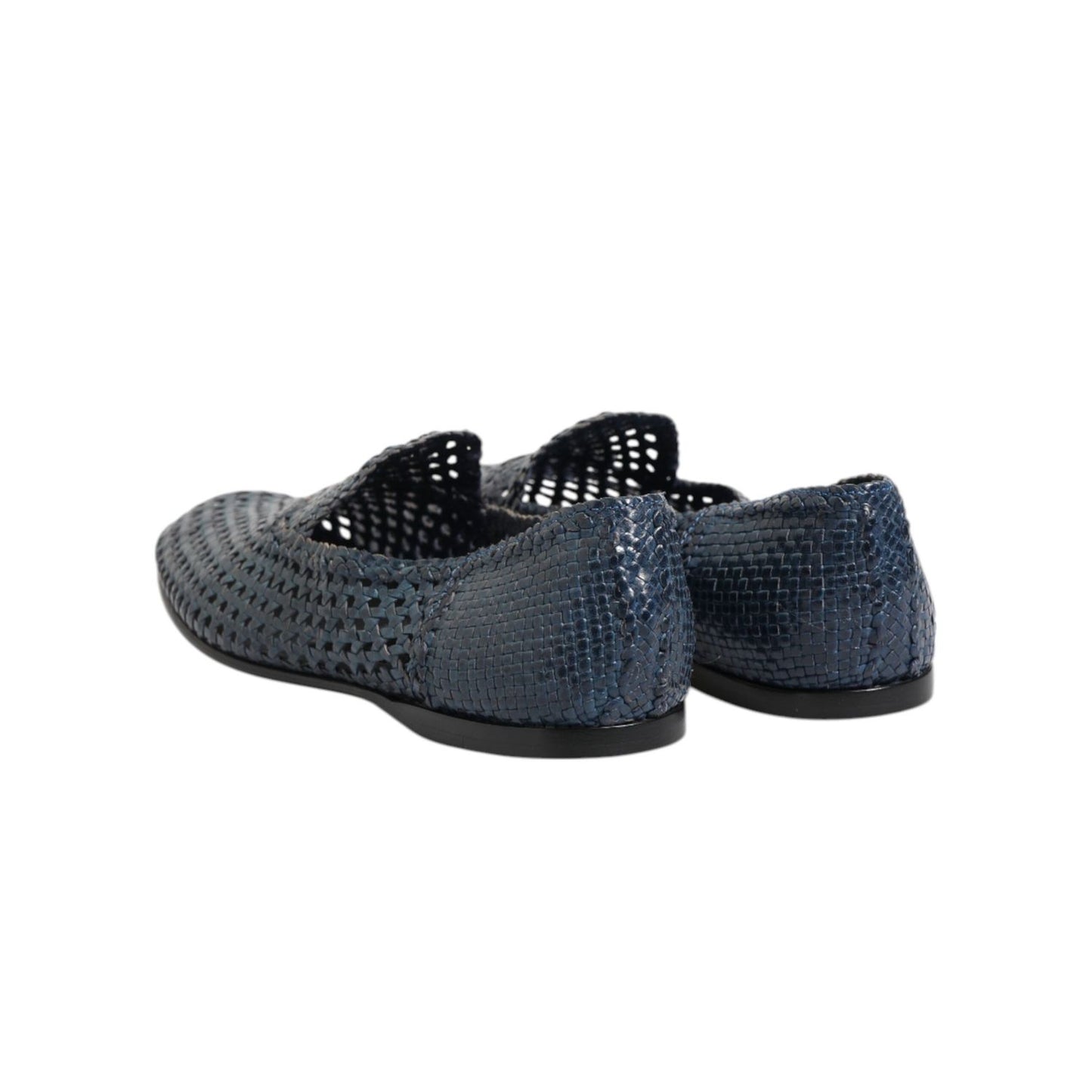 Dolce & Gabbana Blue Woven Leather Slip On Loafers Shoes
