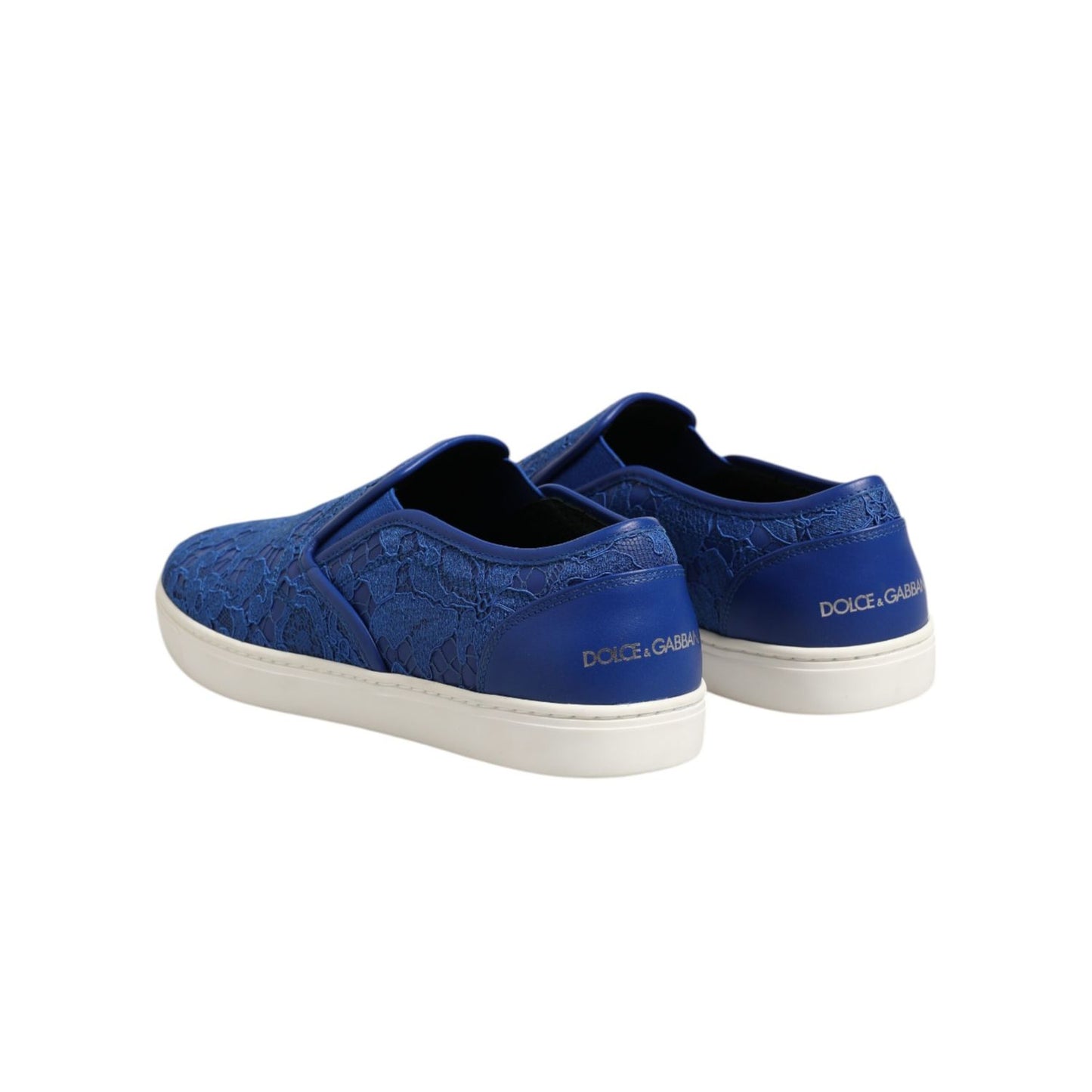 Dolce & Gabbana Blue Leather Lace Slip On Sneaker Shoes