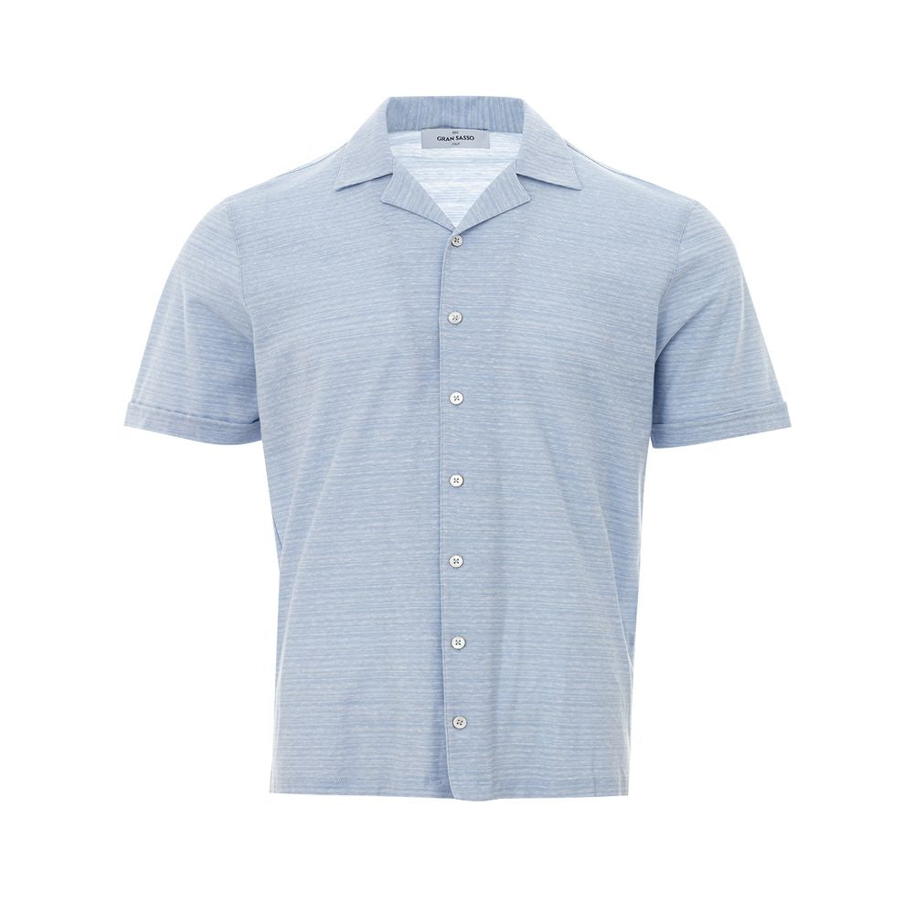 Gran Sasso Blue Linen And Cotton Shortsleeve Shirt