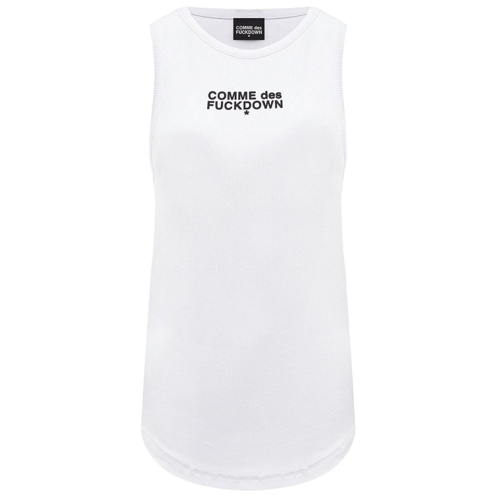 Comme Des Fuckdown White Cotton Tops & T-Shirt CO-15681-IT36|XXS