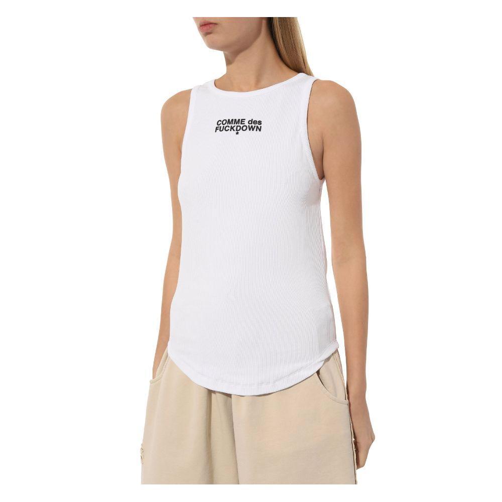 Comme Des Fuckdown White Cotton Tops & T-Shirt CO-15681-IT36|XXS