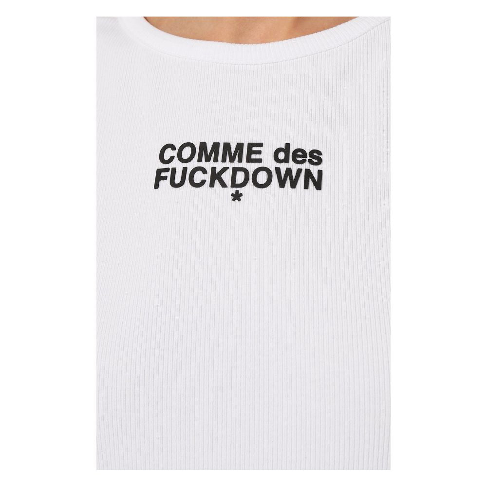 Comme Des Fuckdown White Cotton Tops & T-Shirt CO-15681-IT36|XXS