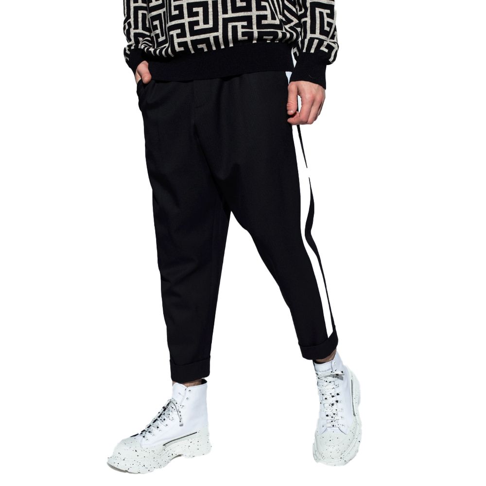 Balmain Black Cotton Men Trousers