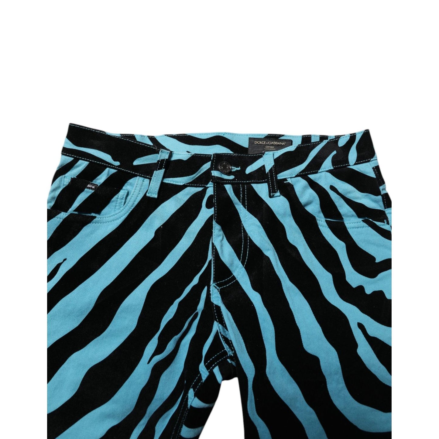 Dolce & Gabbana Blue Black Stripes Skinny Denim Jeans