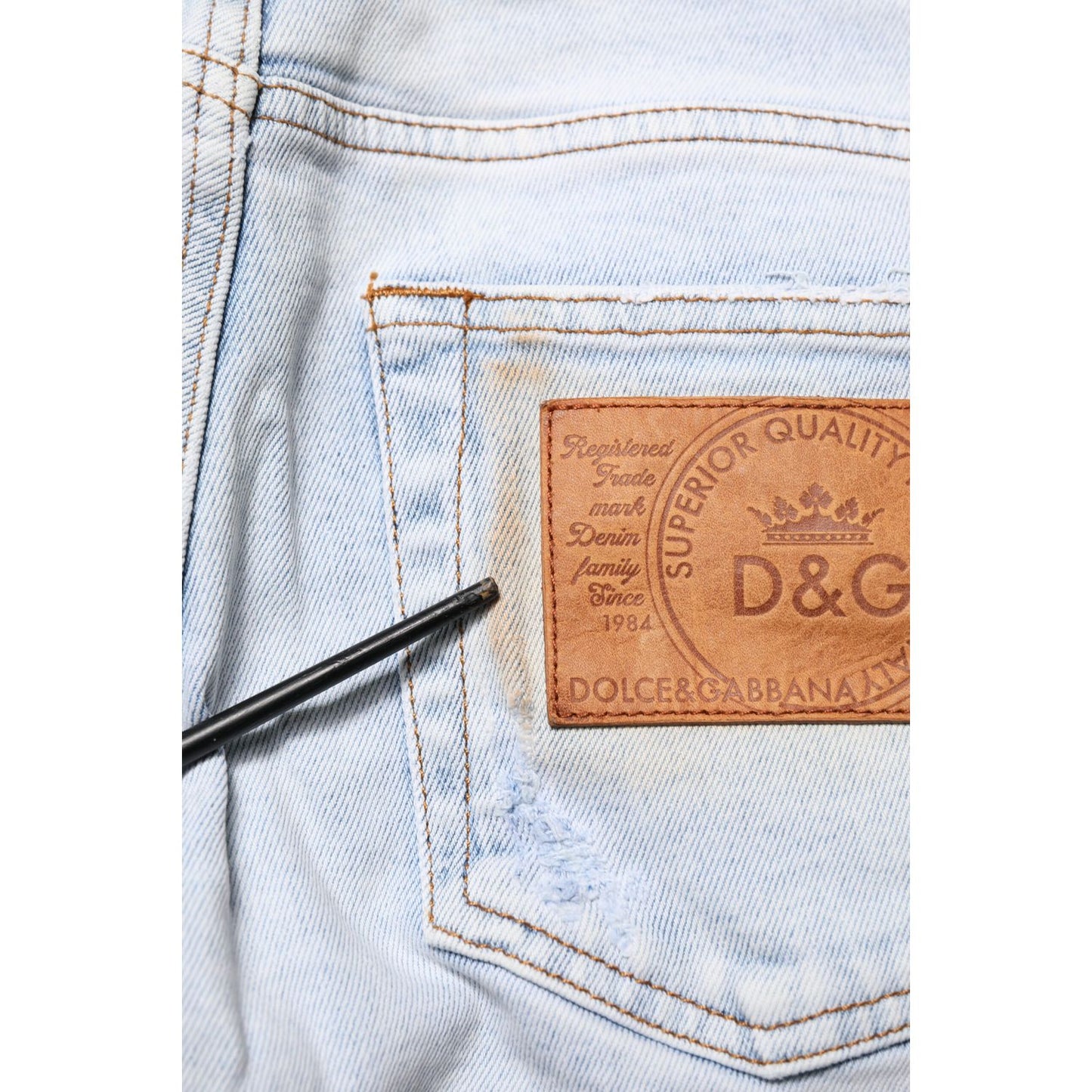 Dolce & Gabbana Light Blue Tattered Skinny Denim Jeans