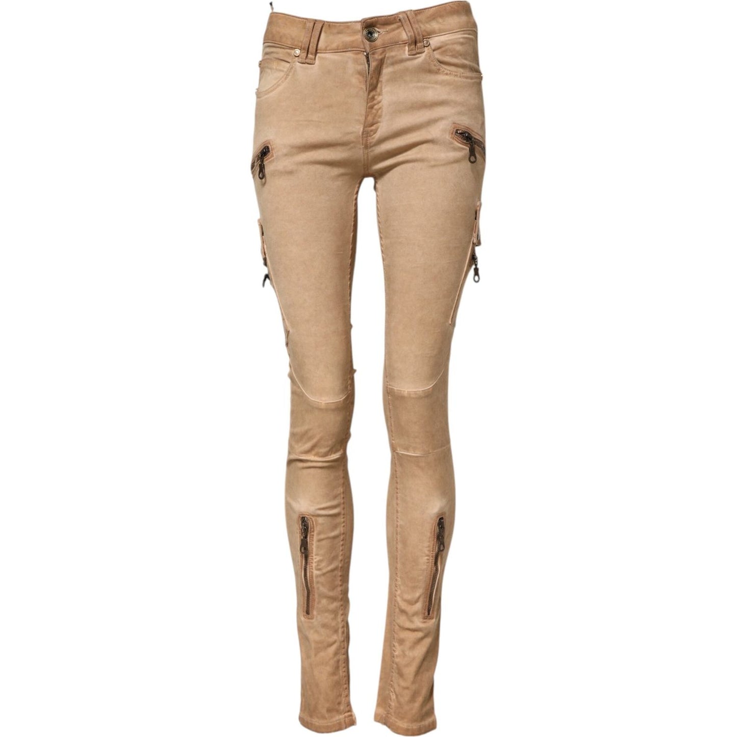 PLEIN SUD Brown Cotton Mid Waist Skinny Denim Jeans PAN70626-27
