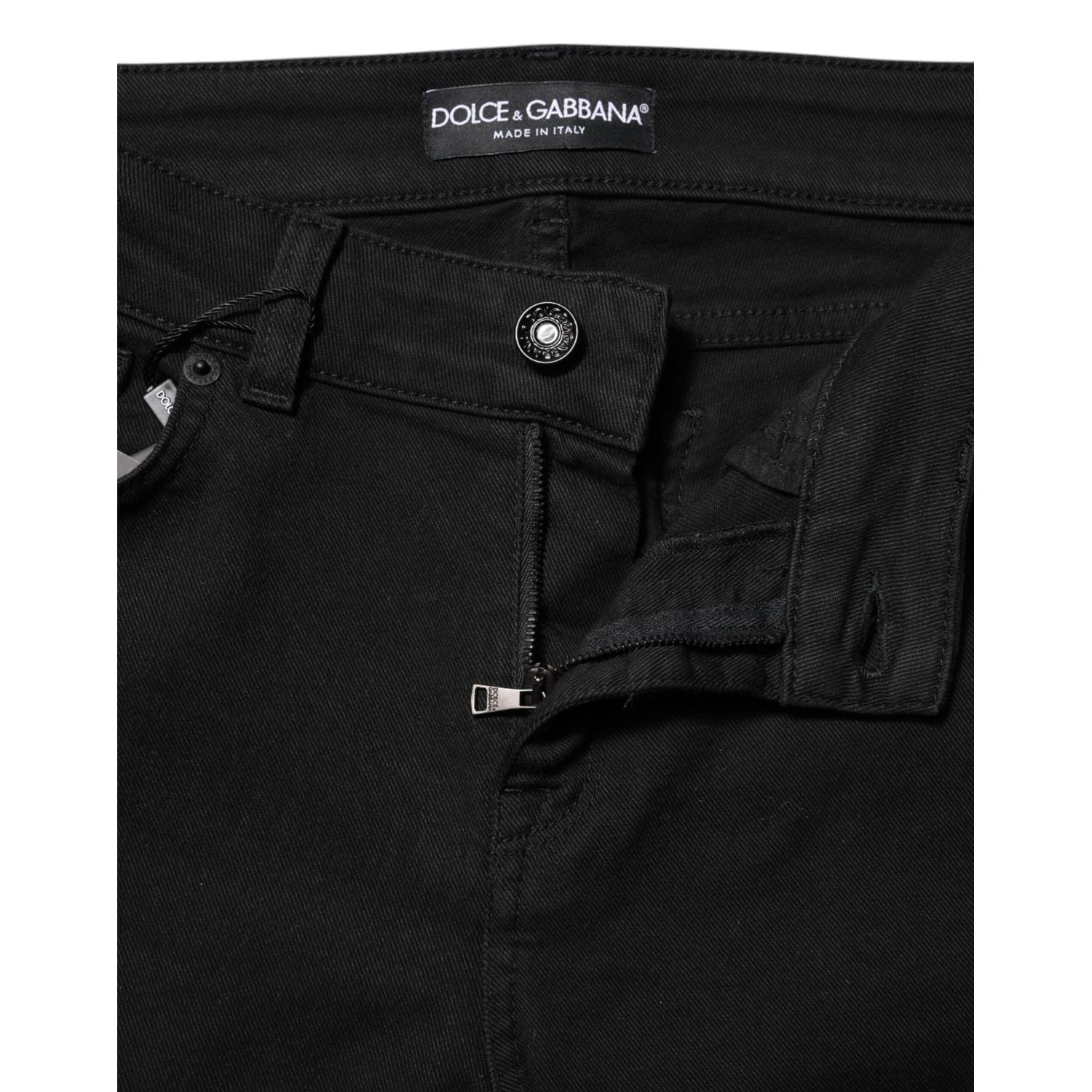 Dolce & Gabbana Black Cotton Skinny Mid Waisted Denim Jeans